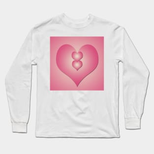 Pink hearts on pink background Long Sleeve T-Shirt